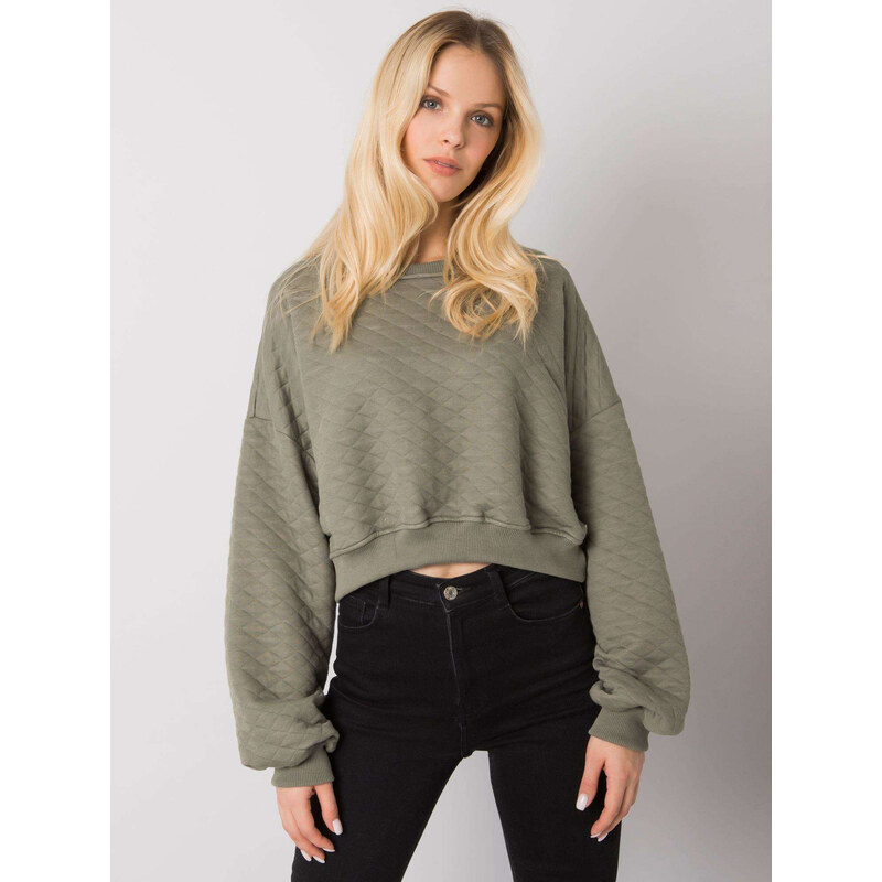 BASIC FEEL GOOD Khaki prešívaná dámska skrátená mikina RV-BL-7450.64 29265580