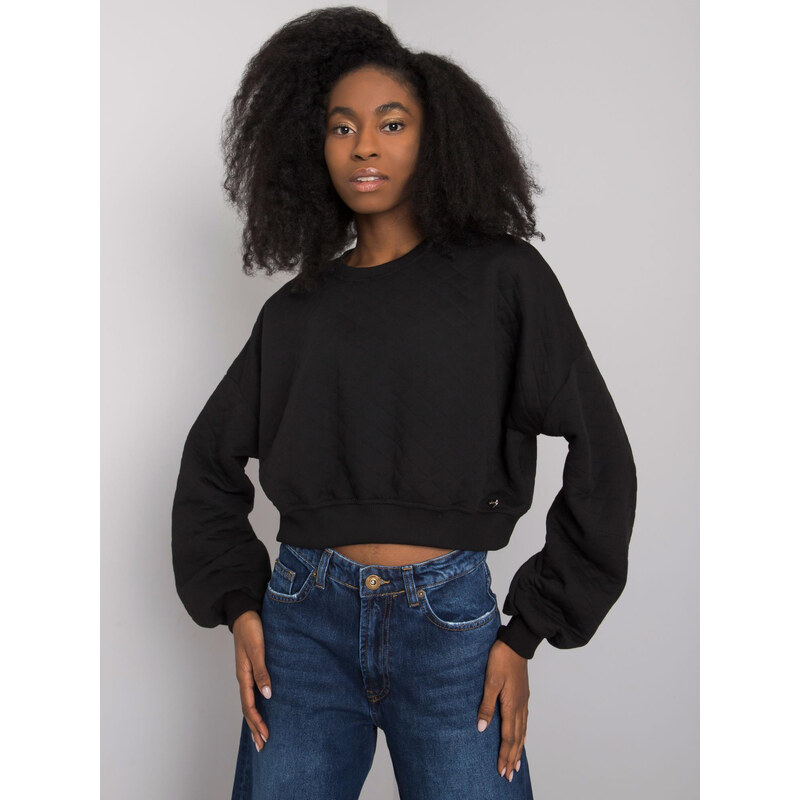 BASIC FEEL GOOD Čierna prešívaná dámska skrátená mikina RV-BL-7450.64 29265548