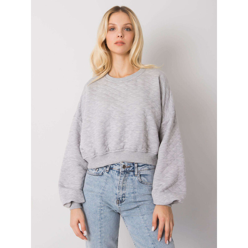 BASIC FEEL GOOD Svetlosivá prešívaná dámska skrátená mikina RV-BL-7450 29265577