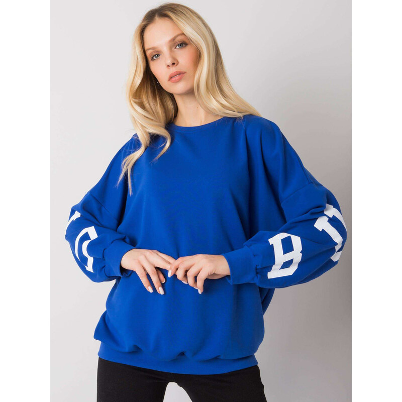 BASIC Modrá voľná mikina Brook s nápismi na rukávoch a chrbte EM-BL 29265739