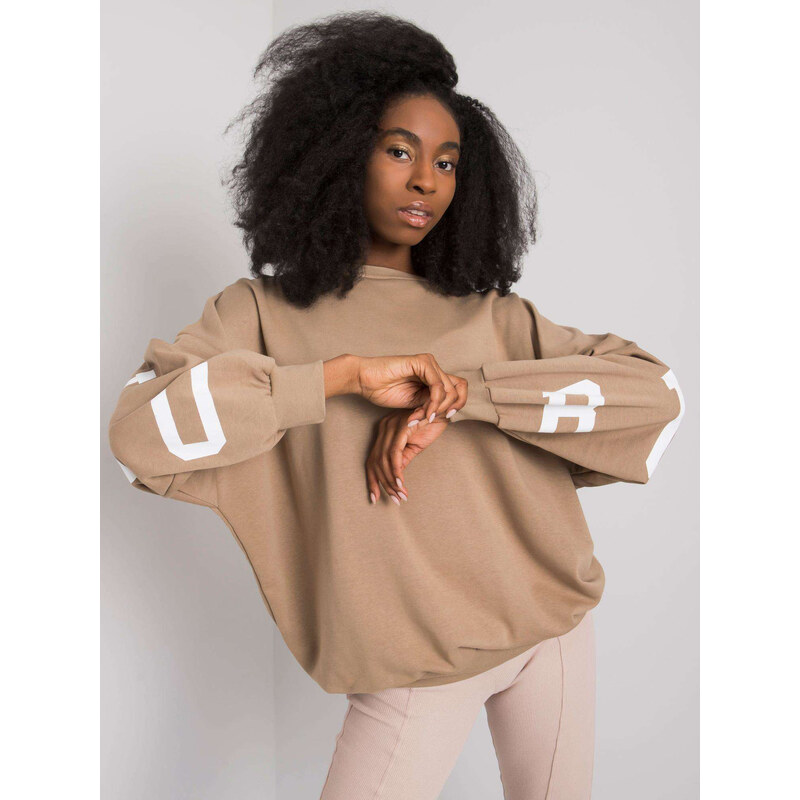 BASIC Béžová voľná mikina Brook s nápismi na rukávoch a chrbte EM-BL 29265728