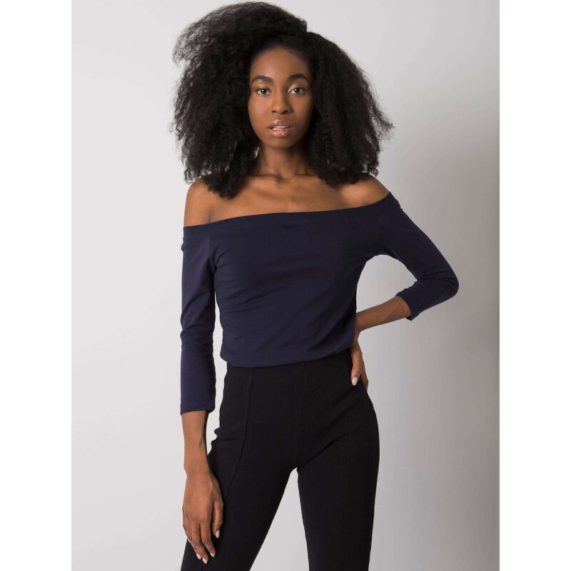 BASIC FEEL GOOD Tmavomodré dámske tričko so spadnutými ramenami RV-BZ 29265945