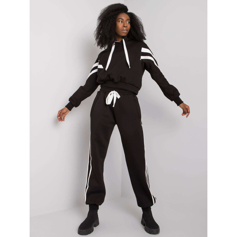 BASIC Čierna dámska tepláková súprava s čiernymi pruhmi EM-KMPL-700 29386091