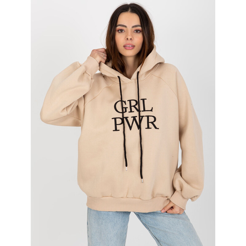 BASIC Béžová zateplená mikina Debby EM-BL-651-2.14X-beige 37697504