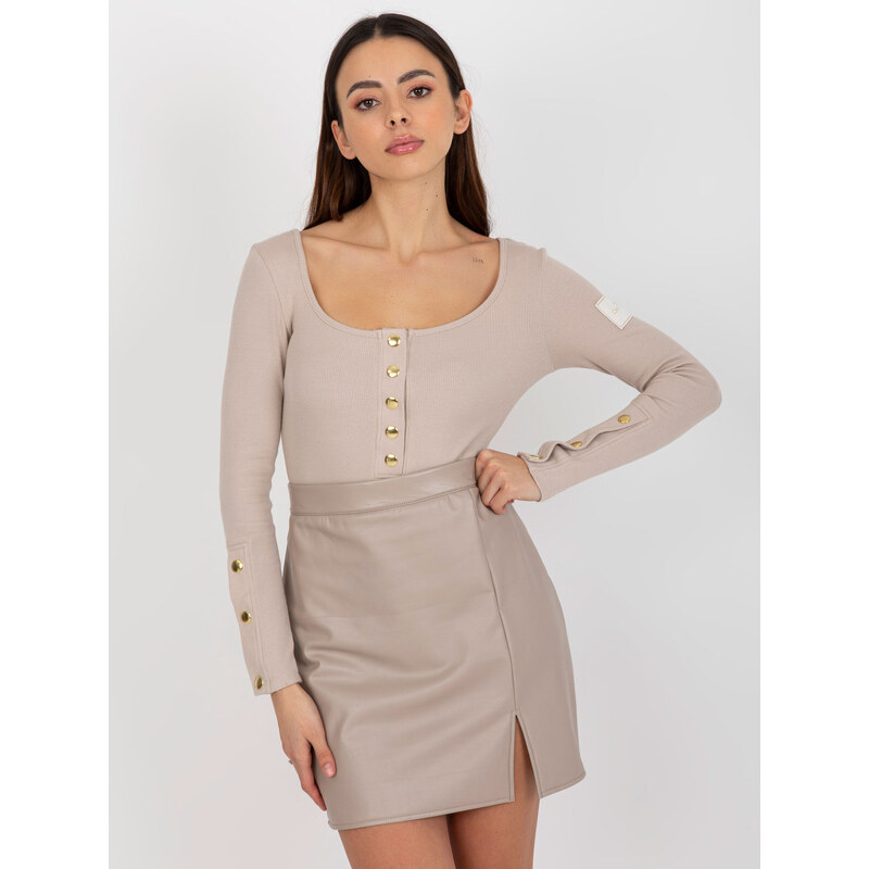 BASIC Béžové dámske tričko s gombíkmi TW-BZ-OB-048.08-beige 37778031