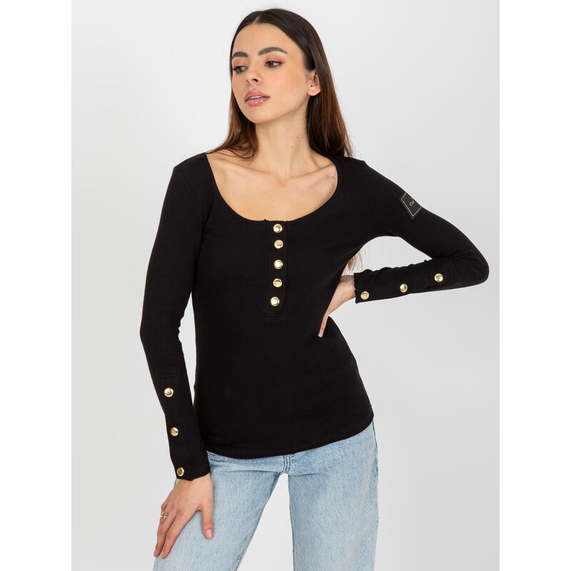 BASIC Čierne dámske tričko s gombíkmi TW-BZ-OB-048.08-black 37778035