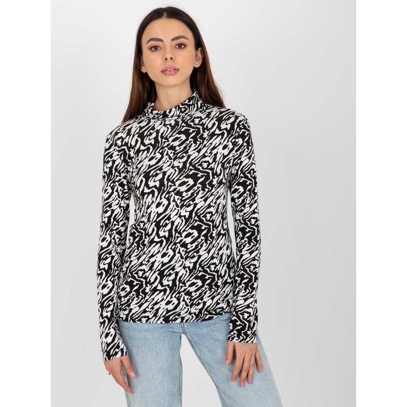 BASIC Bielo-čierna vzorovaná blúzka LK-BZ-509197-1.51P-white-black 39163562