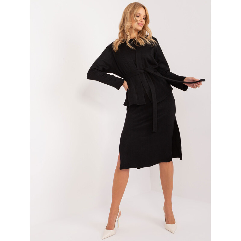 BASIC Čierny komplet šiat a svetra -LK-KMPL-509547.05-black 50105124