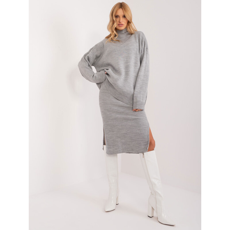 BASIC Sivý komplet šiat a svetra -BA-KMPL-1490.52-grey 50105126