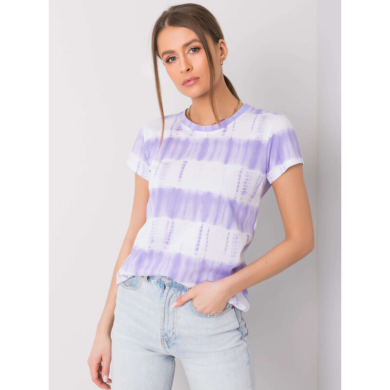 ITALY MODA Fialovo-biele dámske pruhované tričko DHJ-TS-11280-1.10 57947303