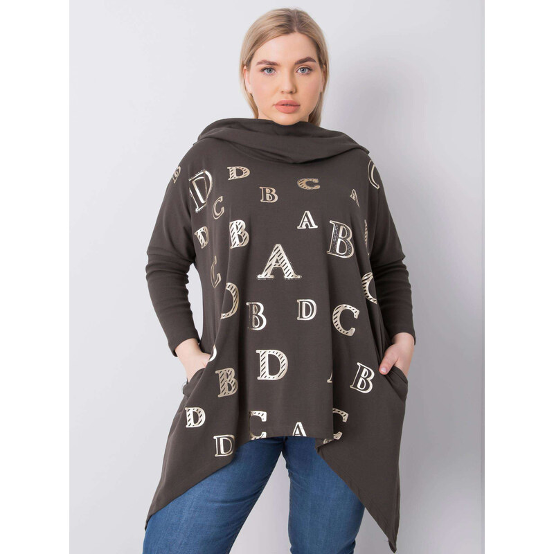 RELEVANCE Khaki mikina s potlačou písmen RV-BZ-6458.46P-khaki 57947428