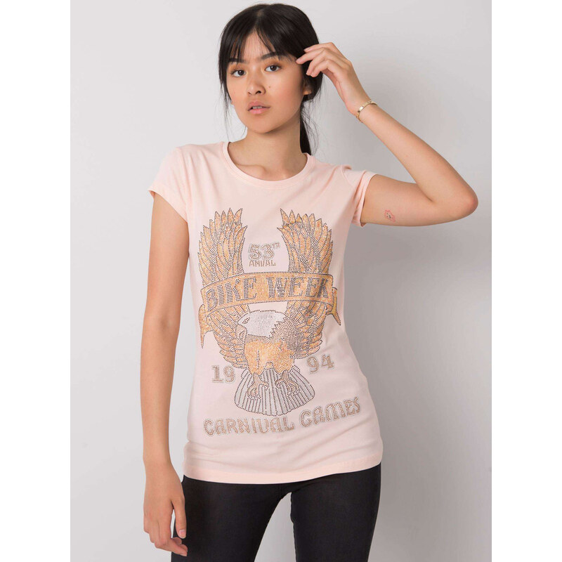 BASIC Svetlo ružové dámske tričko s kamienkami EM-TS-ES-21-533.16-pink 24927637