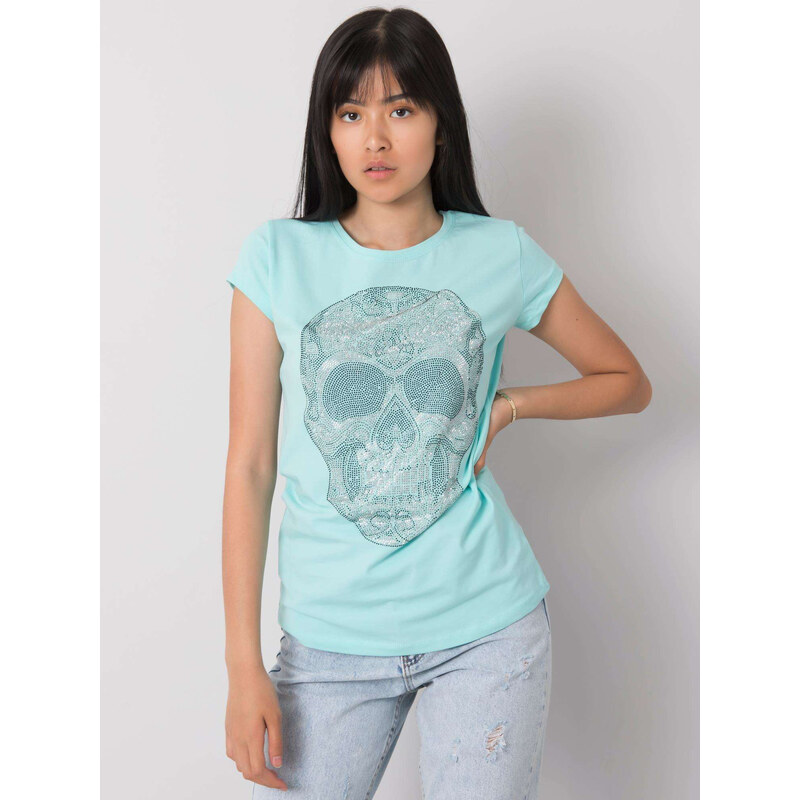 BASIC Svetlo modré dámske tričko s motívom lebky EM-TS-ES-21-532.18 24927629
