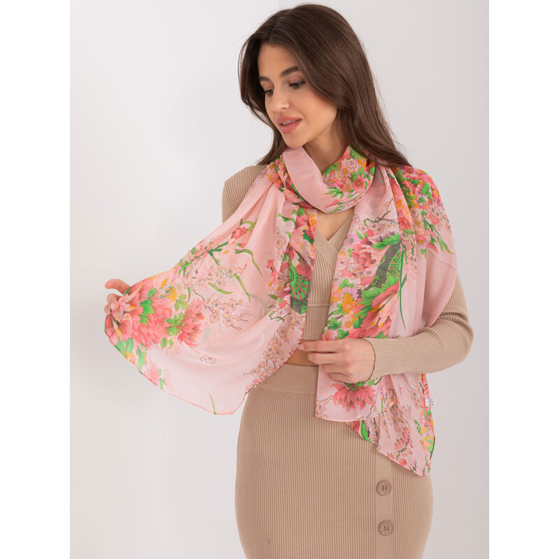 BASIC Svetloružová šatka s kvetinovou potlačou -AT-CH-B-D645.30-light 49386075