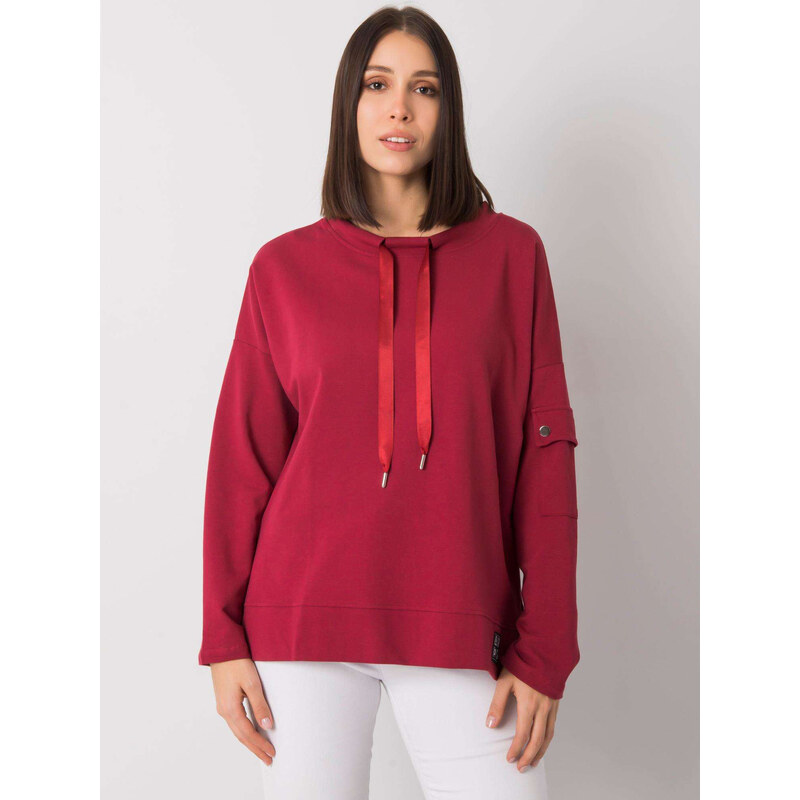RELEVANCE Bordová dámska mikina bez kapucne RV-BZ-7228.64-bordo 57948722