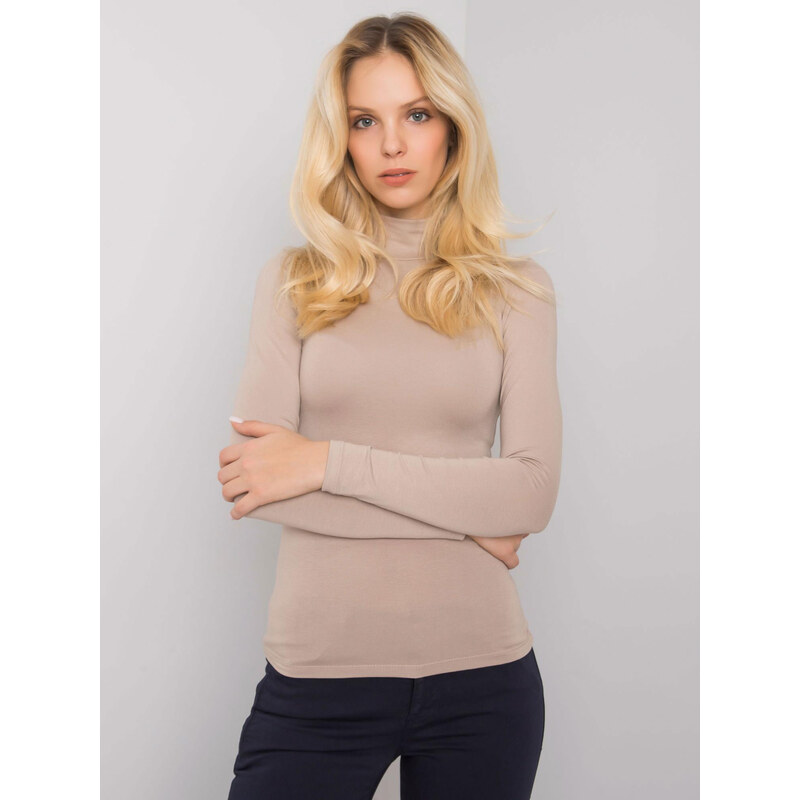 RUE PARIS Béžové tričko so stojačikom RV-BZ-5210.19-beige 57948879