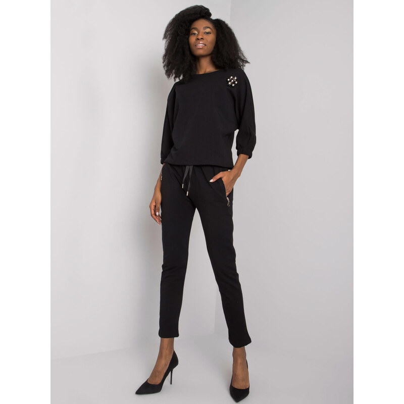 RUE PARIS Čierna dámska tepláková súprava RV-KMPL-7363.25P-black 57949023