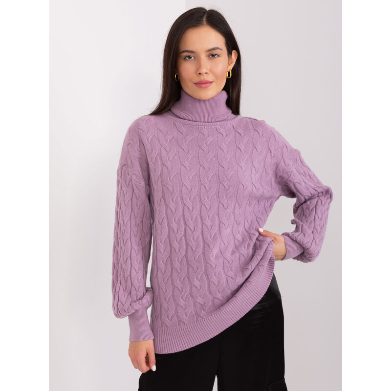 ITALY MODA Svetlofialový rolák s vrkôčikovým vzorom -AT-SW-2348.88 57953782