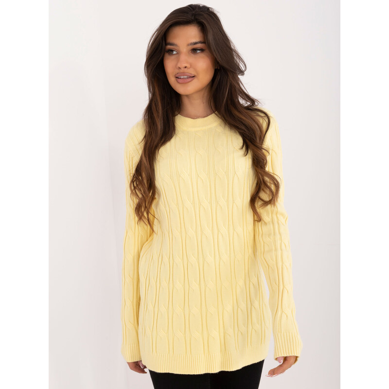 ITALY MODA Žltý klasický pletený sveter -AT-SW-2343.88-yellow 57956157