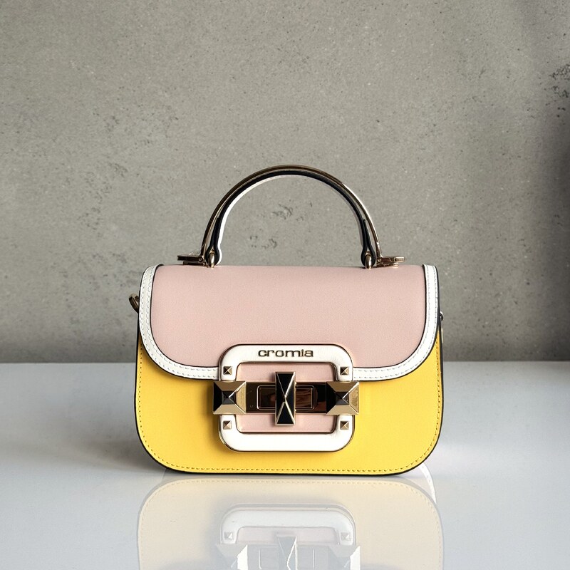 Kožená kabelka CROMIA IT Jewel žlto-ružová 63014095