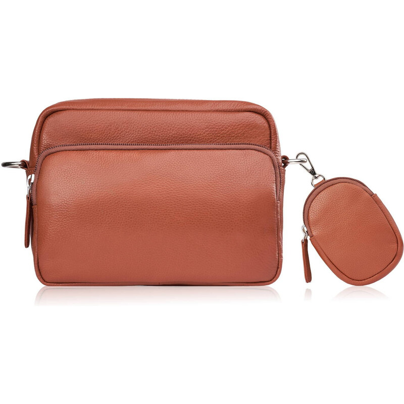 Paolo Peruzzi Dámska kožená crossbody kabelka s vreckom na kľúče a 62869220