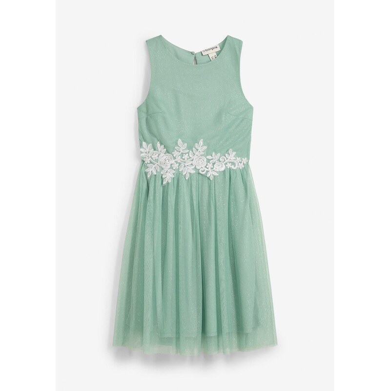 bonprix Midi šaty s čipkovanou časťou, farba zelená 63014298