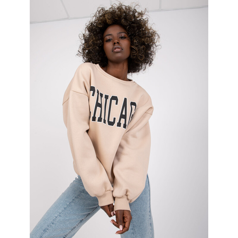 BASIC Béžová mikina s nápisom Chicago EM-BL-617-C.29X-beige 29937156