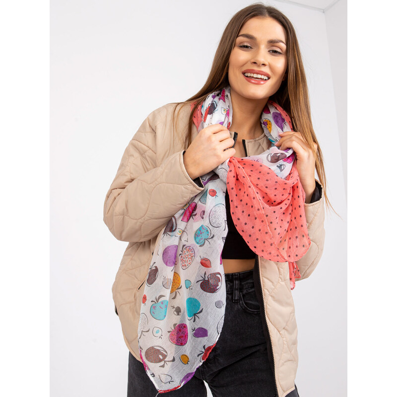 BASIC Farebná šatka s ovocnými vzormi s koralovým lemom AT-CH-1801 30531481