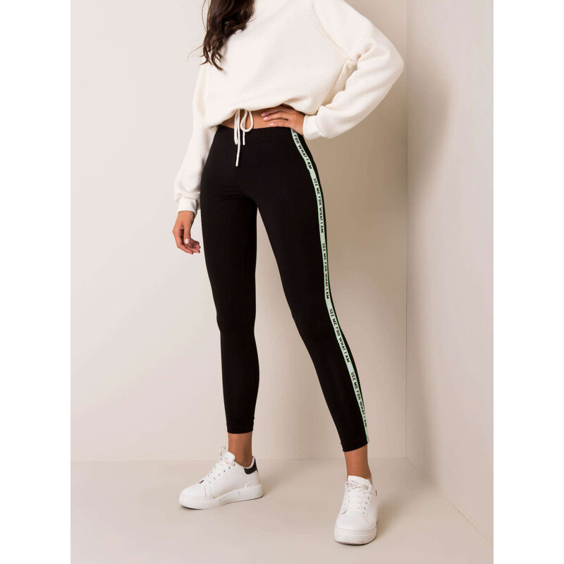 BASIC Čierne dámske legíny s pruhom BR-LG-11028.50-black 20809289