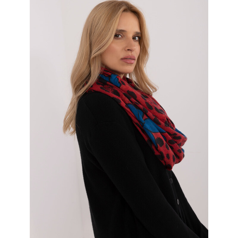 BASIC Červená dámska šatka so zvieracou potlačou a kvetinami AT-KM-S 57214417