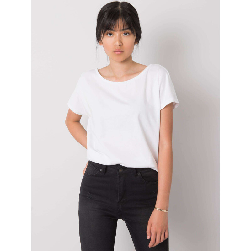 RUE PARIS Biele tričko s výstrihom na chrbte RV-TS-6762.13X-white 57947776