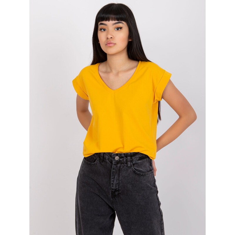 RUE PARIS Svetlo oranžové basic tričko Atlanta s krátkym rukávom RV-TS 57949247