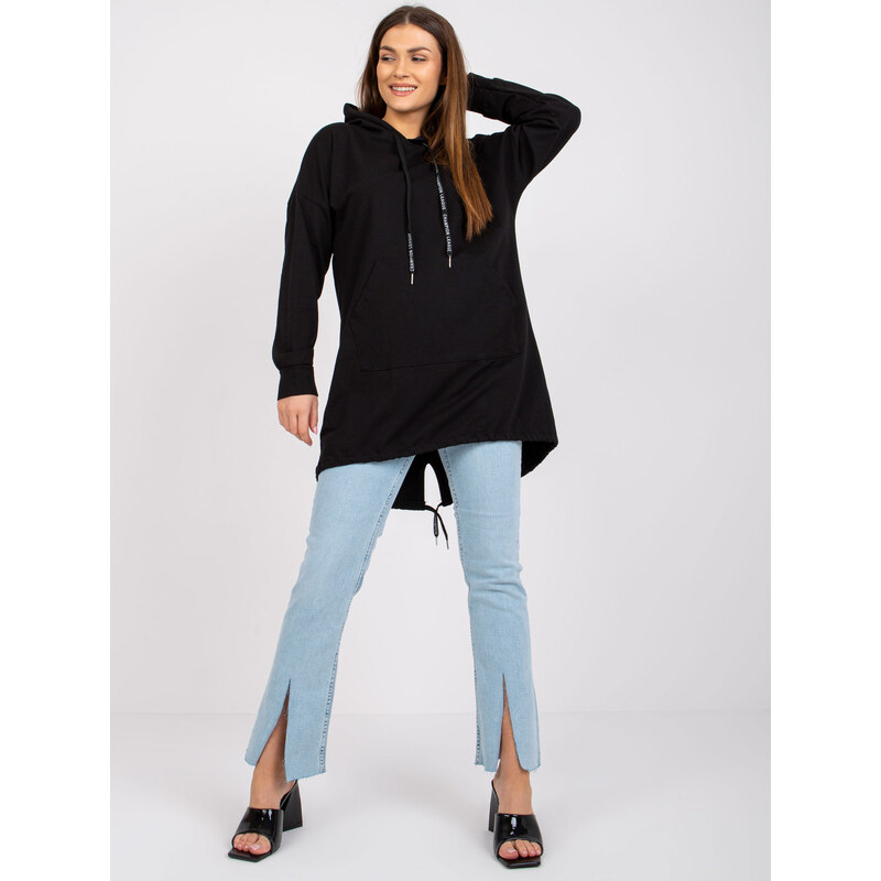 ITALY MODA Čierna dlhšia mikina Sophie s potlačou na chrbte -DHJ-BL 57949378