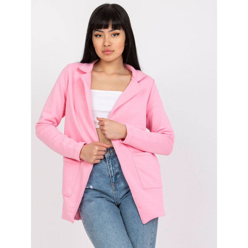 RUE PARIS Svetloružové sako s vreckami -RV-ZT-7845.45-light pink 57949938