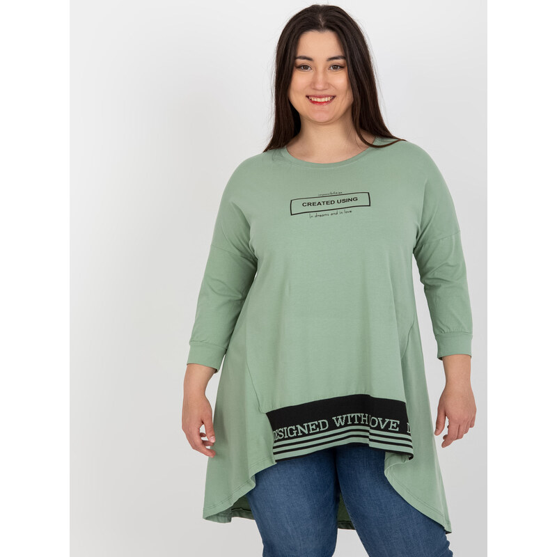 RELEVANCE Zelená asymetrická tunika s potlačou RV-TU-7779.69-green 57952210