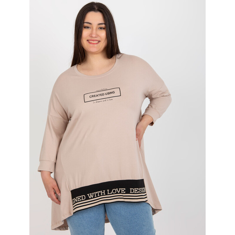 RELEVANCE Béžová asymetrická tunika s potlačou RV-TU-7779.69-beige 57952209
