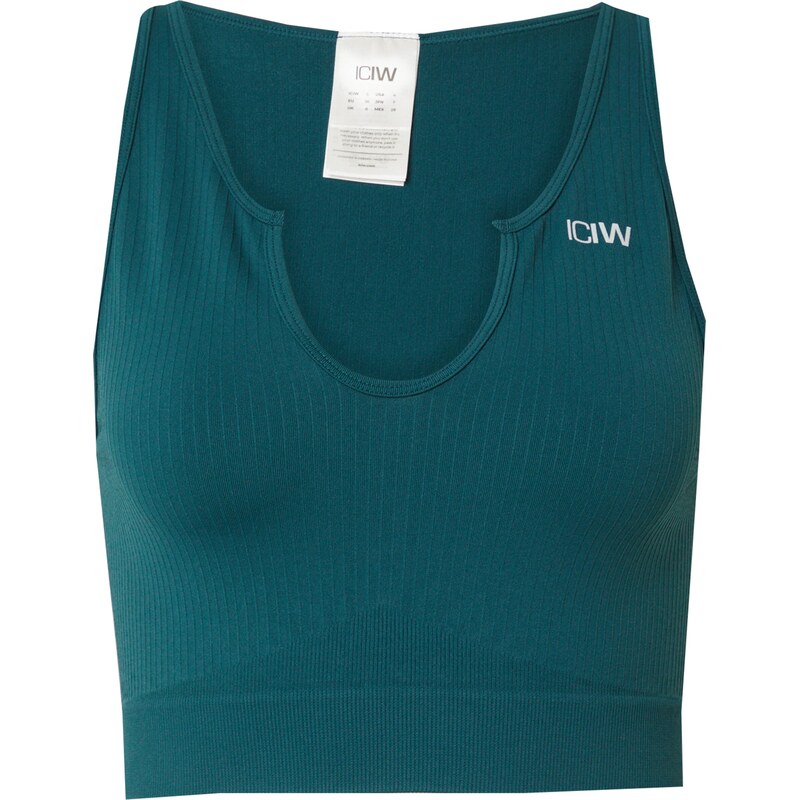 ICANIWILL Športový top jedľová / šedobiela 63160351