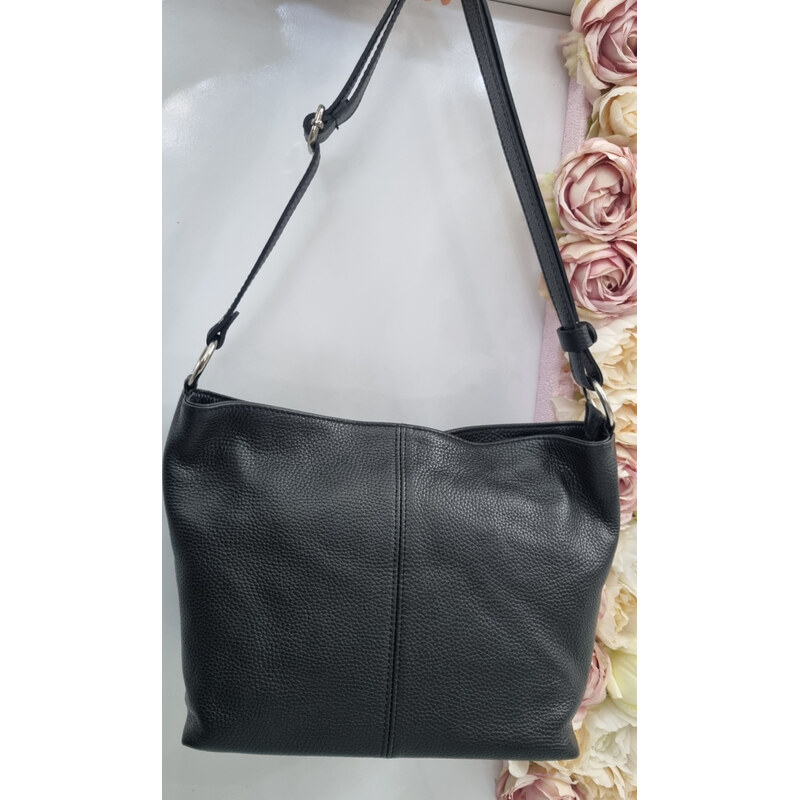 E-shop Katrins Fashion Čierna kožená crossbody kabelka Grosso