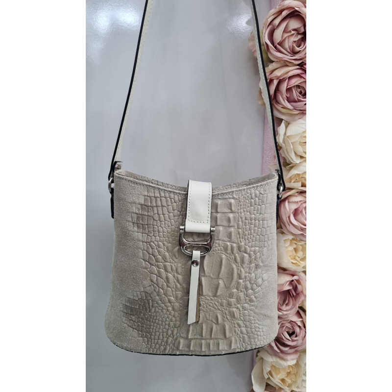 Katrins Fashion Biela kožená crossbody kabelka Grosso 63032900