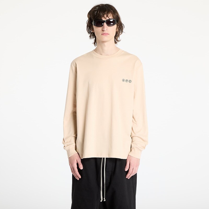 Tričko A.P.C. Long Sleeve Adresse T-Shirt UNISEX Beige L 62039260