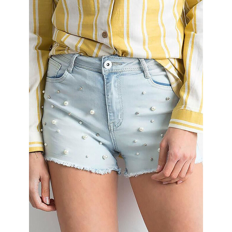 BASIC Dámske svetlo modré džínsové šortky s perlami JMP-SN-Z1125.16P 19435760