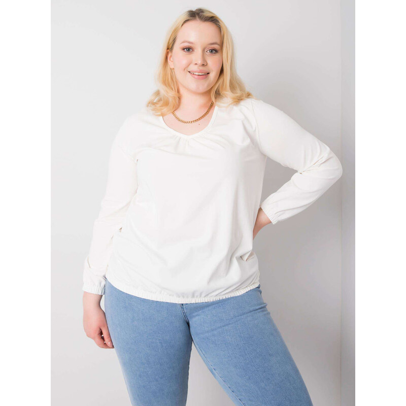BASIC Smotanové dámske tričko s dlhými rukávmi RV-BZ-6332.53P-ecru 23125429