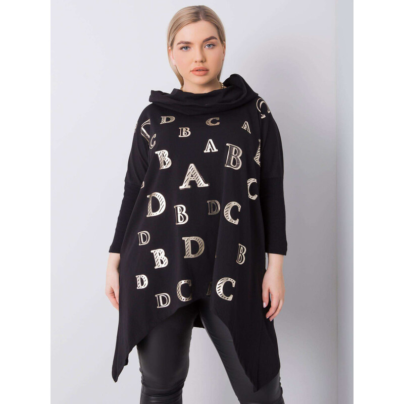 RELEVANCE Čierna mikina s potlačou písmen RV-BZ-6458.46P-black 57947435