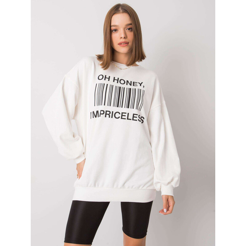 BASIC Smotanová dámska mikina s potlačou -em-BL-536 / 1.13-ecru 25914696