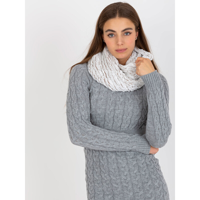 BASIC Bielo-hnedý kožušinový šál AT-KM-001.76-white-browm 36048352