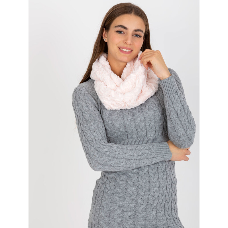 BASIC Svetloružový kožušinový šál AT-KM-S-8253.18-light pink 36048357