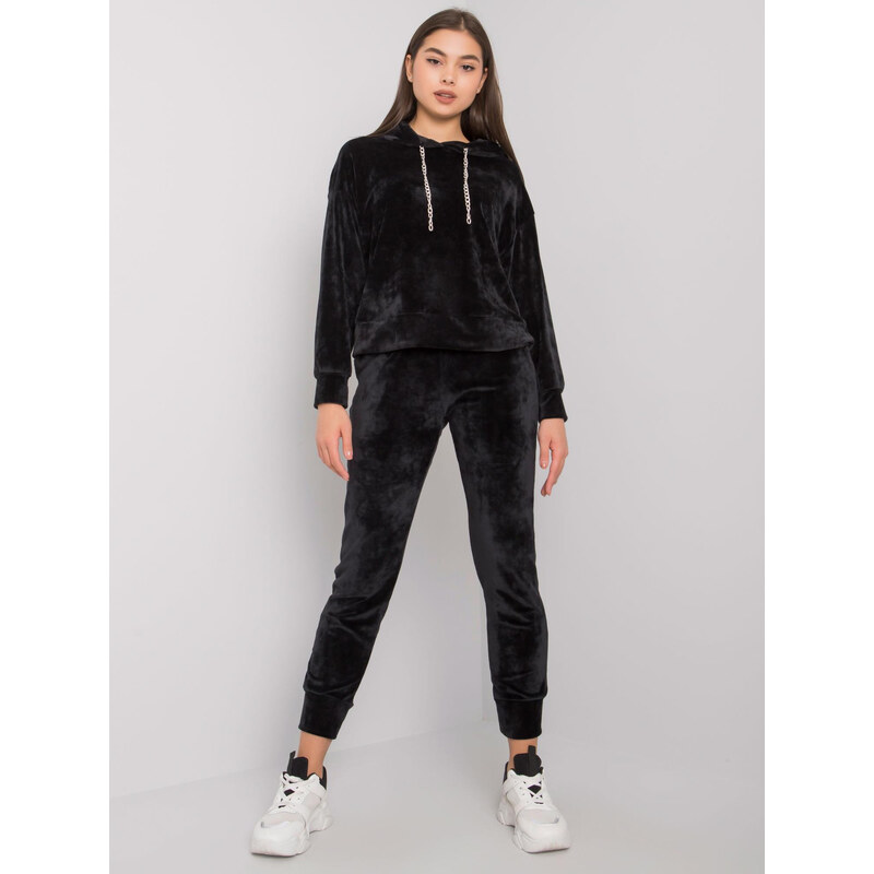 BASIC Čierna velúrová súprava s kapucňou LK-KMPL-508683.06-black 27750035