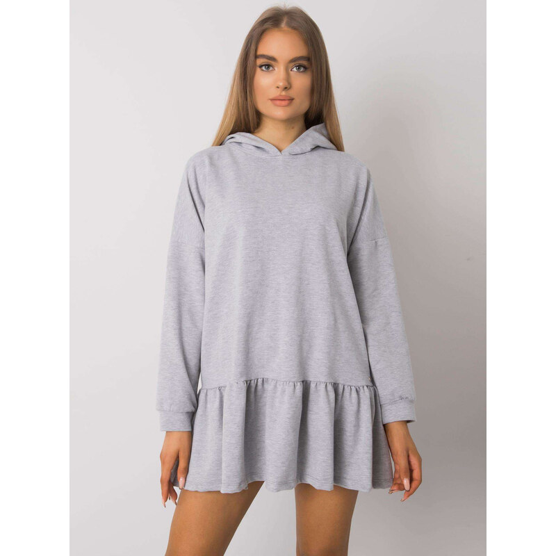 BASIC FEEL GOOD Svetlo šedé dámske mikinové šaty s volánom RV-SK-7184 27920868