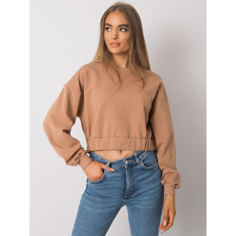 BASIC FEEL GOOD Svetlo hnedá dámska crop mikina RV-BL-7252.31P-camel 27920887