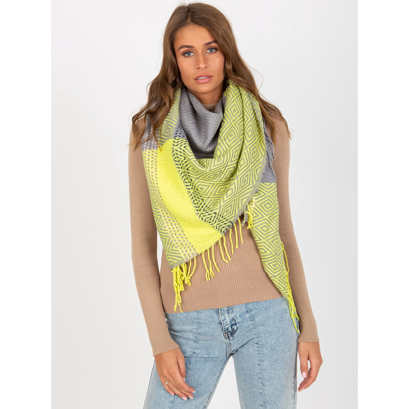 BASIC Vzorovaný šál - šedý/žltý AT-SZ-2001-1.87 37335654